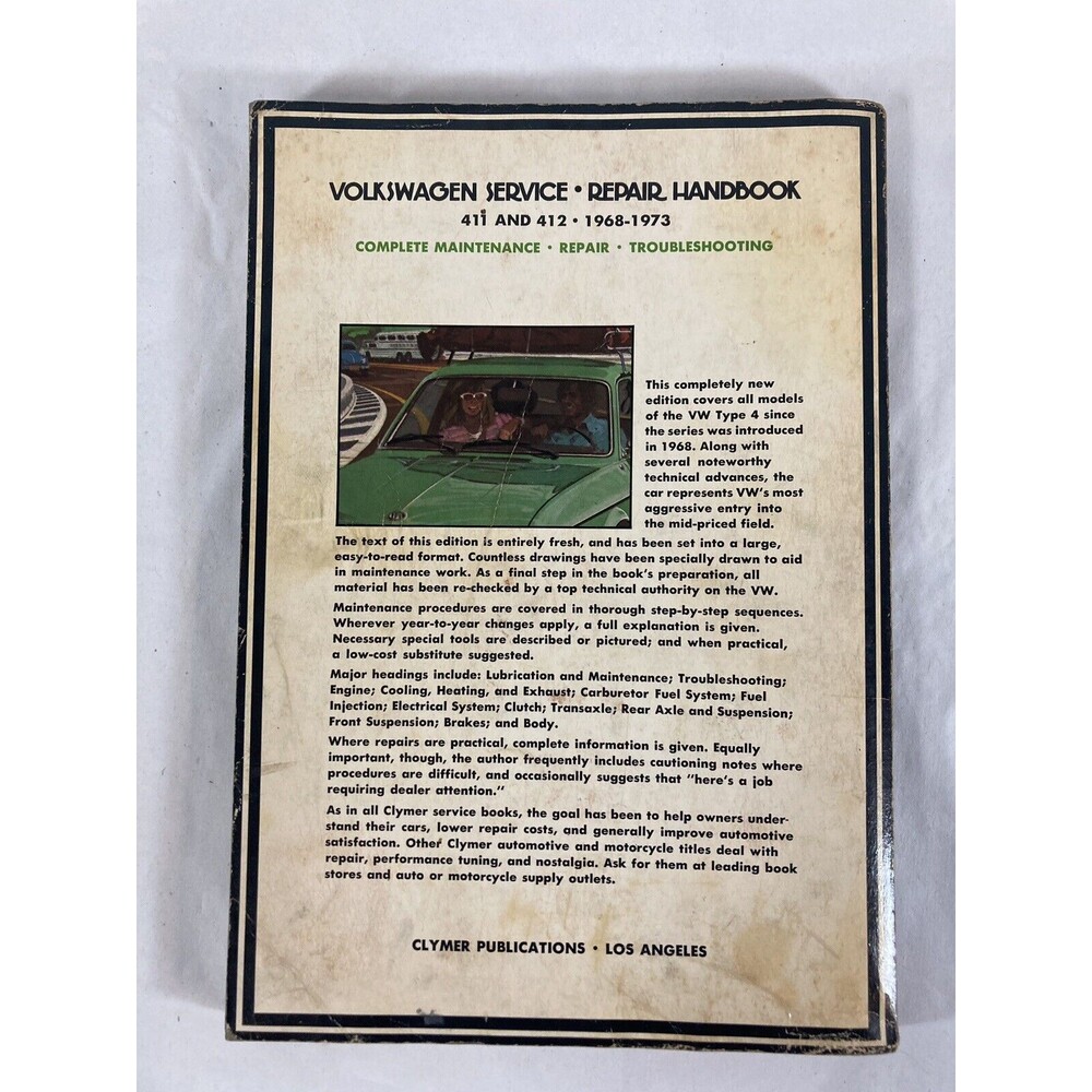 Clymer Publications Volkswagen service repair book 68’-73’ 411 and 412 Vintage - Picture 3 of 11